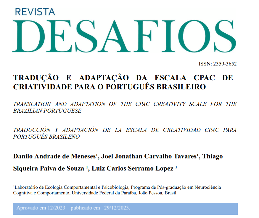 Tradução e Adaptação da Escala CPAC de Criatividade Para o Português Brasileiro
